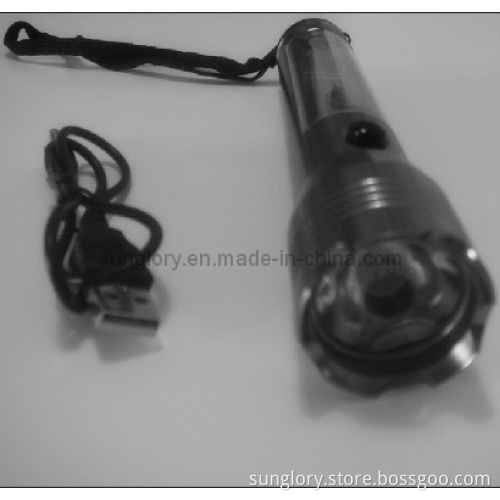 Aluminum Solar LED Flashlight with 1W LED